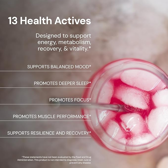 Blueprint Bryan Johnson Longevity Mix - Muscle Builder & Recovery Supplement - Promotes Focus and Balanced Mood - Magnesium, Creatine, L-Theanine, Glutathione & Vitamin C- 30 Servings, Blood Orange