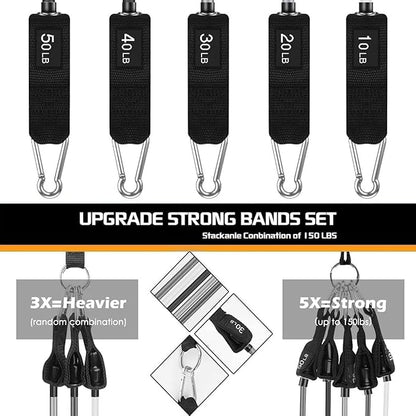 VEICK Resistance Bands, Exercise Bands for Working Out with Handles, Elastic Workout Bands for Men Women, Exercising Bands for Strength Training Equipment at Home Gym