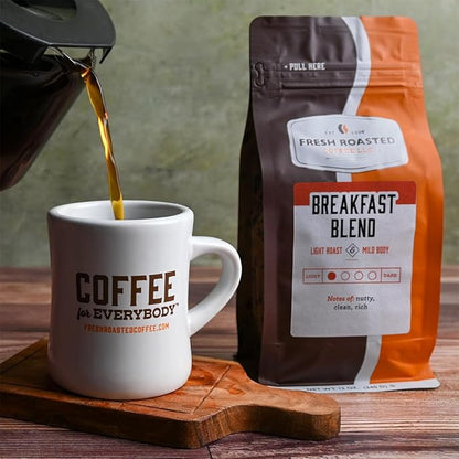 Fresh Roasted Coffee, Breakfast Blend, 12 oz, Light Roast, Kosher, Whole Bean