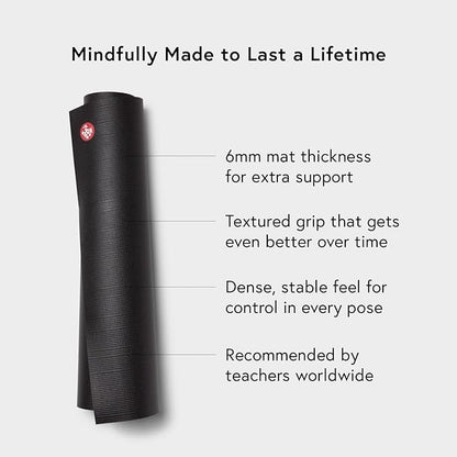Manduka PRO Yoga Mat - 6mm | Lifetime Durability | Hygienic Construction | Premium Studio Quality | Teacher Approved