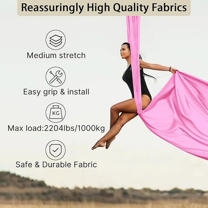 15/25 Yards Aerial Silk Professional Indoor Aerial Yoga Hammock Fabric Outdoor Fitness Silk for Dance, Circus Training, Home Gym