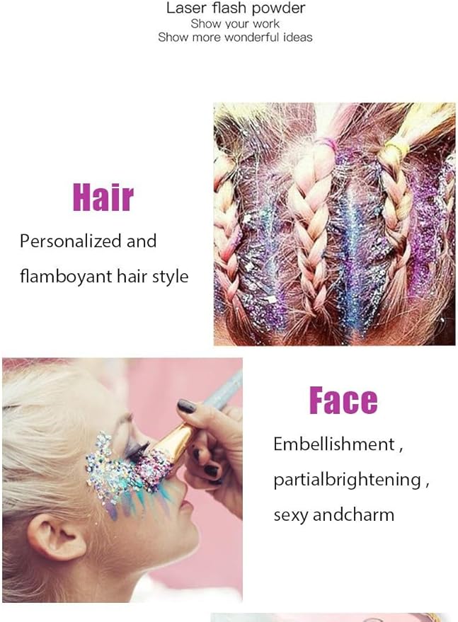 3 Color Face and Body Glitter Gel, Neon Outfit Glow Party for Body Hair Face Nail Glitter Stick Makeup. (01-Blue&02-Gold &06-White Moonbeam)