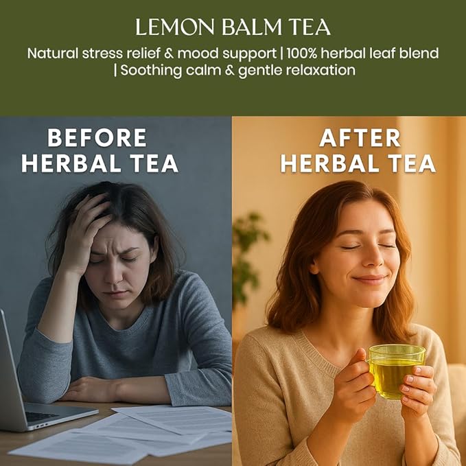 BlendArt Lemon Balm Tea Bags – 100 Count | Caffeine-Free Herbal Tea with Citrus Flavor & Aroma | Pure Lemon Balm Leaves