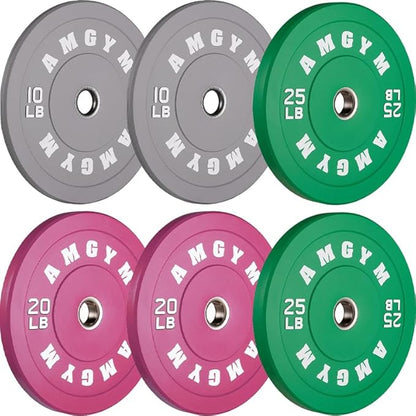 2 Inch Bumper Plates，10-500lbs，Barbell Rubber Olympic Weight Plates Set for Home Gym, Strength Training & Weight Lifting, Multiple Options Colors