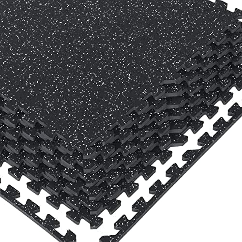0.56 Inch Thick Gym Flooring for Home Gym 24 Sq 6 Pcs 24 x 24in Tile,