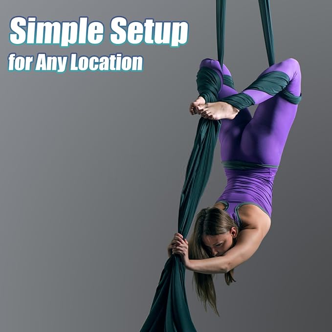 Aerial Silks Kit & Aerial Yoga Hammock - 11Yd Premium Fabric Hardware - Easy Setup for Flying Yoga, Aerial Swing & Fitness - Supports Up to 14ft Rigging