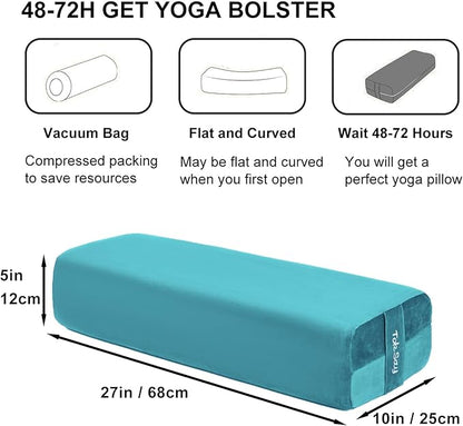 Rectangular Yoga Bolster Pillow, Meditation Pillow for Yin & Restorative Yoga, Filled with Wasted Sponge