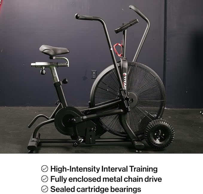 Titan Fitness Fan Bike, Indoor/Outdoor Cycling Exercise Bike with LCD Screen, Stationary Bike for Home Gym, Exercise and Cardio Workout Equipment, Black, 111 LB