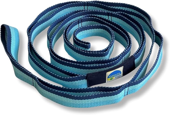 California Yoga Strap | Yoga Belt with Loops | 12 Multi Loop & Non-Elastic | Stretching Strap | Gym Workout & Exercise Bands | Physical Therapy | Improves Sitting Posture for Women & Men