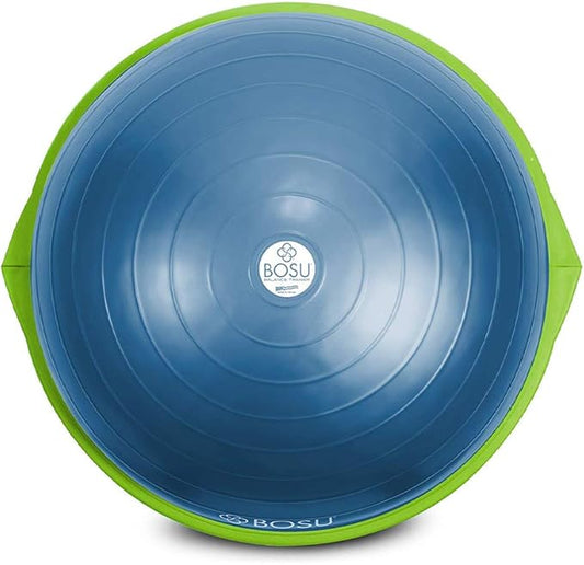 Bosu Balance Ball Exercise Trainer, Home Gym Equipment w/ Guided Workouts & Pump, 26", Blue - Inflatable Fitness Platform for Strength Training, Standing, Balancing, and Core Workout