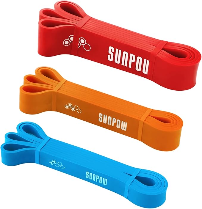 SUNPOW Pull Up Assistance Bands - Set of 5 Resistance Heavy Duty Workout Exercise Stretch Fitness Bands Assist Set for Body, Instruction Guide and Carry Bag Included