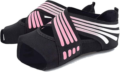 ABIRAM Yoga Socks Toeless Non-Slip Grips & Straps, for Pilates, Barre, Ballet, Bikram, Workout for Women