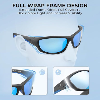 KastKing Hiwassee Polarized Sport Sunglasses for Men and Women, Wrap Sunglasses for Fishing Cycling and Running,UV Protection