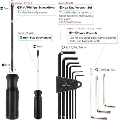 23 Piece Bike Tool Kit - Bicycle Repair Tool Box Compatible - Mountain/Road Bike Maintenance Tool Set with Storage Case