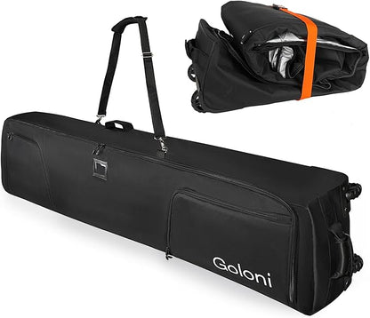 Goloni Ski Bag with Wheels,Padded Snowboard Bag for Air Travel,600D Waterproof Fabric,Foldable Snow Bag Fits 2 Pairs Skis