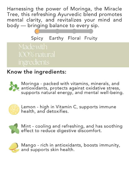 Kiara Naturals Loose Leaf Herbal Detox Tea, Clarity Cleanse - Moringa, Lemon & Mint, 1 Count, TEA, Plant-based, Caffeine-Free