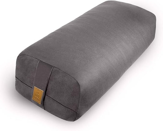 Yoga Bolster (26x10.5x5.5 in) Supportive Yoga Cushion for Restorative Yin Yoga Accessories Rectangular Bolster for Stretching Meditation Pillow 100% Organic Cotton Removable Washable Cover