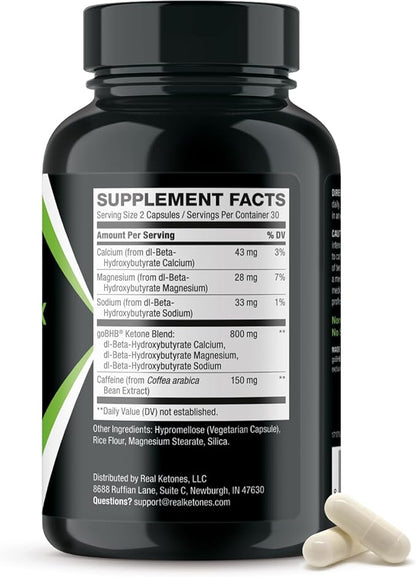 Keto BHB Exogenous Ketones Supplement - BHB Science Keto Diet Pills with Patented goBHB and Caffeine for Natural Energy Focus Body Sculpting & Ketosis Support - Vegetarian & Non-GMO (1 Month Supply)