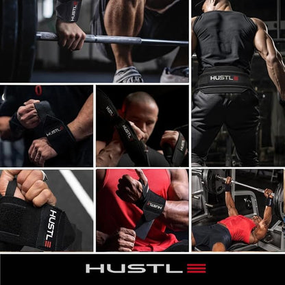 Hustle Athletics Wrist Wraps for Weightlifting – Max Wrist Support for Safe & Heavy Lifts, USPA Approved 18" & 12" Lengths, Thumb Loop Gym Straps for Powerlifting & Weight Lifting for Men and Women