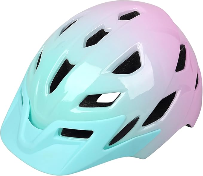 Kids Bike Helmet,Bavilk Kids Boys Girls Bike Helmets with LED Light Detachable Visor Children Youth Teen Multi-Sport for Skating Cycling Scooter Skateboard Adjustable & Lightweight 19.7"-22.4"