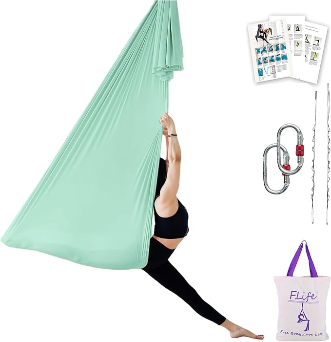 F.Life Aerial Silk Yoga Hammock & Swing for yoga Inversion,Strength training,starter hardware kit