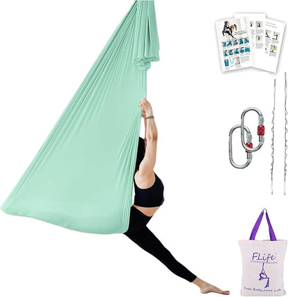 F.Life Aerial Silk Yoga Hammock & Swing for yoga Inversion,Strength training,starter hardware kit