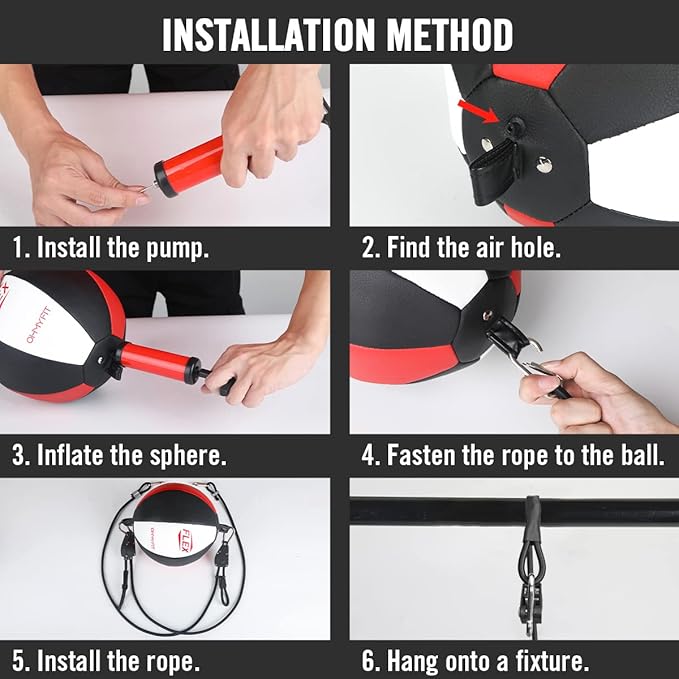 Flex Double End Punching Bag - Bungee Cords w/Special Flex Adjustable System - Durable Bladder Speed Bag - Boxing Training Equipment for Adults - Home Gym Accessories