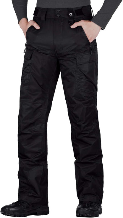 FREE SOLDIER Men's Waterproof Snow Insulated Pants Winter Skiing Snowboarding Pants with Zipper Pockets