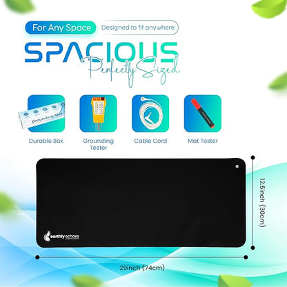 Grounding Mat for Feet, Chair & Yoga | Earthing Grounding Mat for Pain Anxiety Pain Relief, Inflammation | Spacious Grounding Pads for Sleep & Wellness | Includes Grounding Tester, Cable & Mat Tester