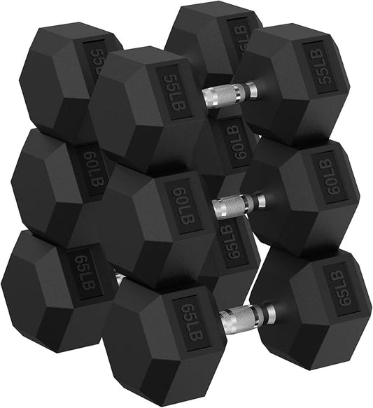 Hex Dumbbell Set, 30-480 lb Set Rubber Encased Exercise & Fitness Dumbbells, Weights Dumbbells Set, Hand Weight for Strength Training