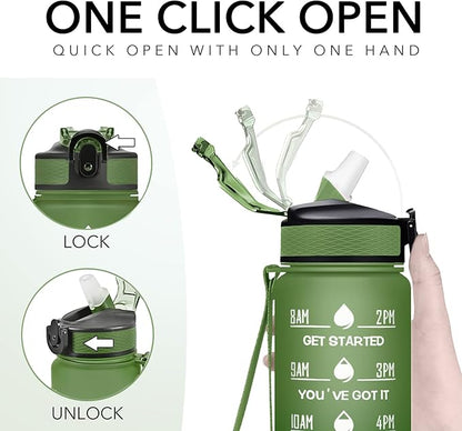 Hyeta 32 oz Water Bottles with Times to Drink and Straw, Motivational Water Bottle with Time Marker, Leakproof, Drinking Sports Water Bottle for Fitness, Gym and Outdoor