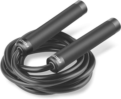 FEECCO Weighted Jump Rope - Heavy PVC Ropes with Metal Handles and Ball Bearings