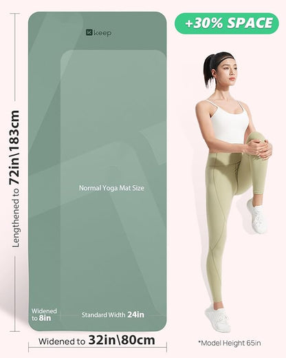 KEEP Yoga Mat, 32" Extra Wide Exercise Mat with Strap for Men and Women, 7mm Thick Double-Sided Non-Slip Eco-friendly Yoga Mat for Pilates, Workout and Fitness