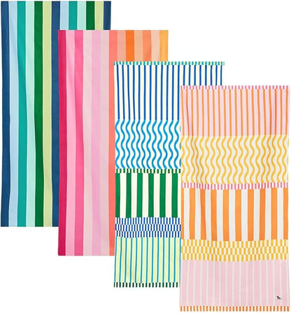 Dock & Bay Beach Towel - Quick Dry, Sand Free - Compact, Lightweight - 100% Recycled - Includes Bag - Sunset Boulevard - Set of 4 - Large (160x90cm, 63x35)