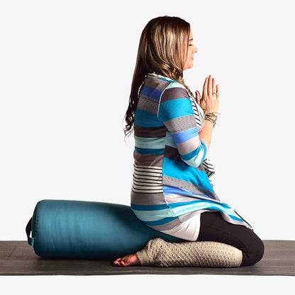 Hugger Mugger Round Yoga Bolster - Firm Round Shape, Higher Profile, Great Under Knees, Soft Support, Handmade in The USA