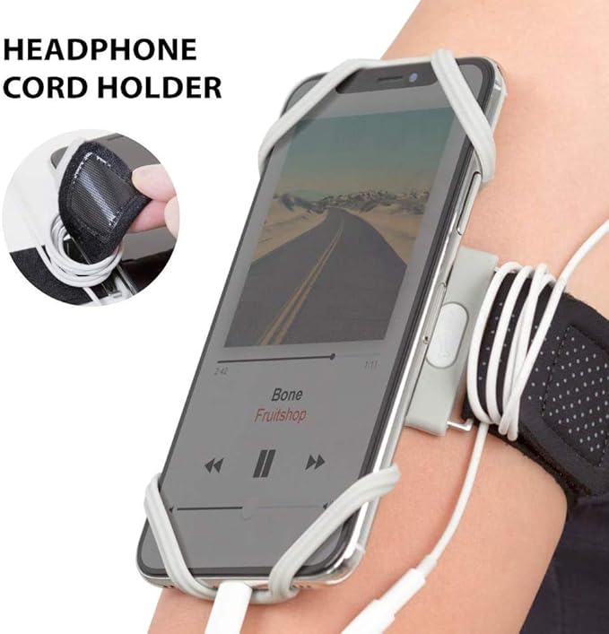 BONE Run Tie, Running Cell Phone Holder, Skin-Friendly & Washable Silicone Sport Armband, Universal Workout Phone Carrier Compatible with Most Smartphone (Gray - Size XL/Arm Size 15.7-21.4")