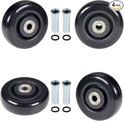 4" x 1.25" Push Cart Wheels PU Caster Wheel Workbech Wheels, Grocery Cart Wheels, Replacement Just Wheels for Platform Trucks, Rolling Instrument Road Cases, Trolleys 4 Inches Wheels 3/8" axle