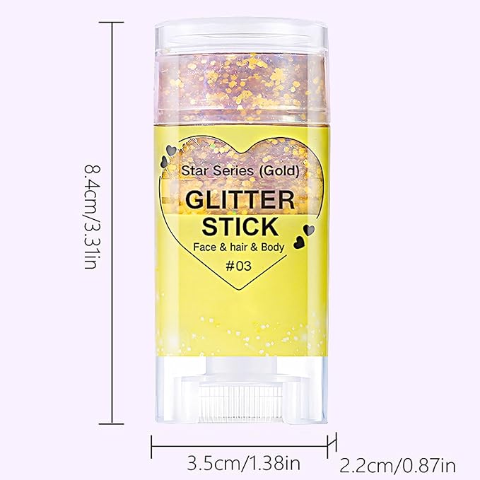 Gold Hair Glitter Stick,Yellow Body Face Glitter Singer Concert Outfits for Women,Rave Accessories Carnival Chunky Sequins,Waterproof Shimmer Body Paint for Kids