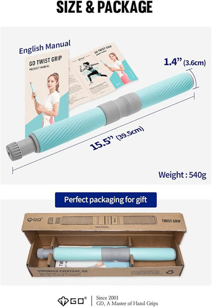 GD Twist Grip Adjustable Resistance Bar for Wrist Strength, Relieves Tendonitis Pain & Improve Grip Strength, Forearm Strength Trainer, Hand Exerciser Bars, Wrist and Elbow Strengthener, Multi-Flex