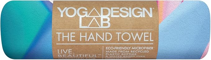 Yoga Design LAB | The Hand Towel | Premium Non Slip Hand Towel | Designed in Bali | Colorful Eco Printed + Quick Dry + Soft | Hot Yoga, Bikram, Ashtanga, Sport, Barre, Travel (Crystal)