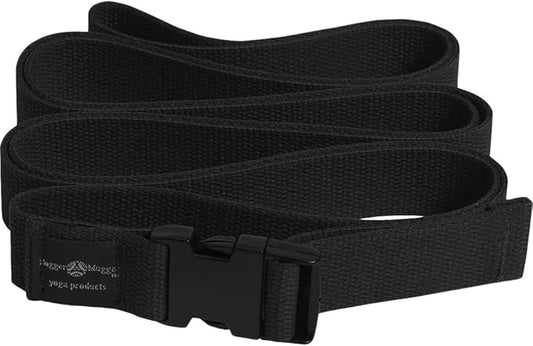 Hugger Mugger Quick-Release 10 ft. Yoga Strap - Black - Super Strong Cotton, Easy to Attach and Release, Easily Adjustable