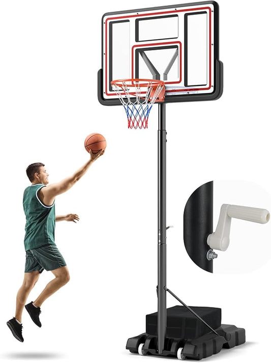Giantex Portable Basketball Hoop Outdoor - 7.4-10 FT Height Adjustable Basketball Goal System w/ 44 Inch Shatterproof PC Backboard, Fillable Base, Basketball Hoop Indoor for Adults, Backyard, Driveway