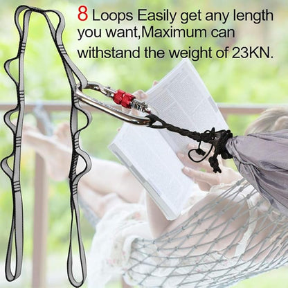 DASKING 23KN (5070 lbs) Heavy Duty Climbing Straps - 2 Pack Adjustable Daisy Chain Webbing for Aerial Yoga, Hammock, Fitness & Rigging - CE/EN566 Certified, Red/Grey
