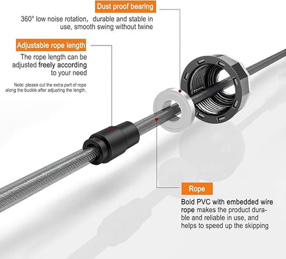 Skipping Rope with Ball Bearings Rapid Speed Adjustable Jump Rope Cable and 6” Memory Foam Handles Ideal for Aerobic Exercise Like Speed Training, Extreme Jumping, Endurance Training and Gym