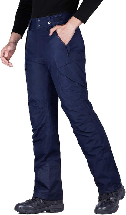 FREE SOLDIER Men's Waterproof Snow Insulated Pants Winter Skiing Snowboarding Pants with Zipper Pockets