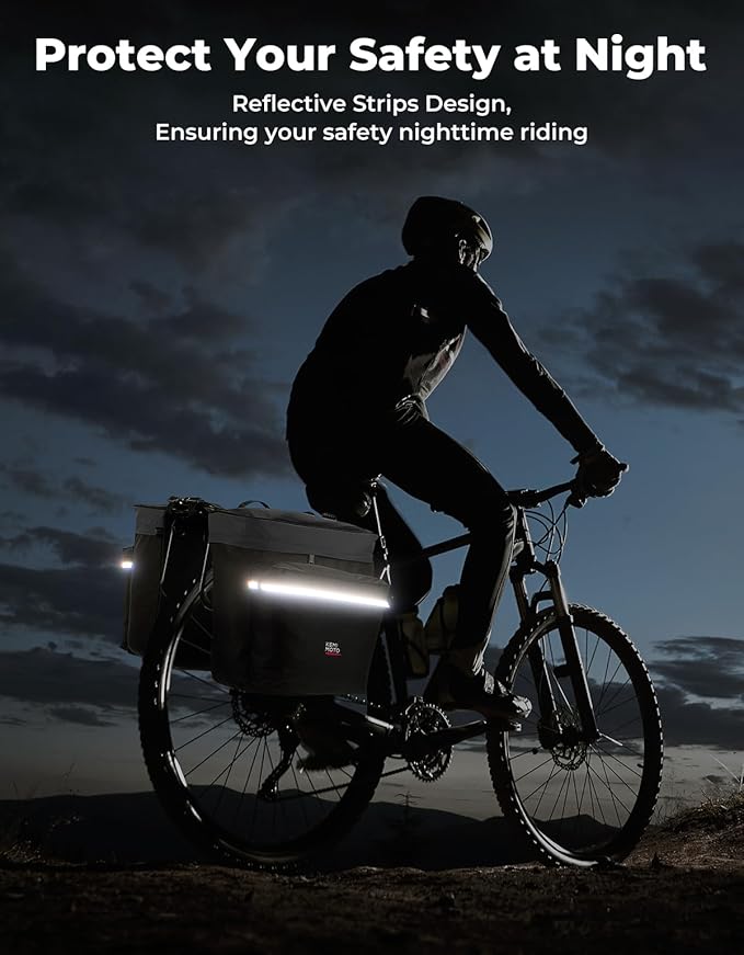 KEMIMOTO Bike Bag Panniers with Rain Cover, 34L Waterproof Bicycle Saddle Bag for Rear Rack Mountain Biking Bags Storage, Ebike Accessories for Commuter Grocery Shopping Travel Carrier, Grey