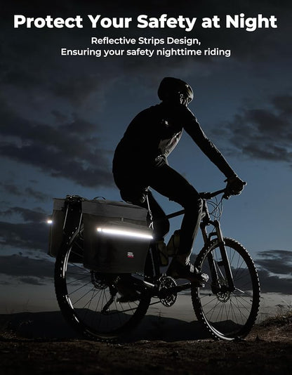 KEMIMOTO Bike Bag Panniers with Rain Cover, 34L Waterproof Bicycle Saddle Bag for Rear Rack Mountain Biking Bags Storage, Ebike Accessories for Commuter Grocery Shopping Travel Carrier, Grey