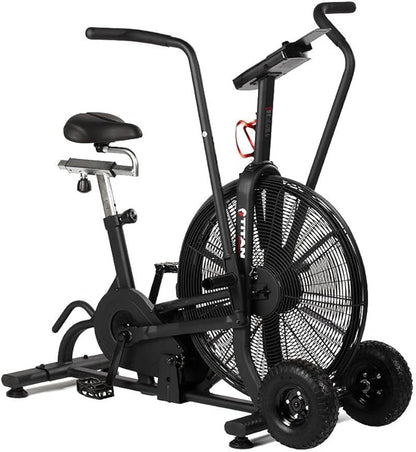 Titan Fitness Fan Bike, Indoor/Outdoor Cycling Exercise Bike with LCD Screen, Stationary Bike for Home Gym, Exercise and Cardio Workout Equipment, Black, 111 LB