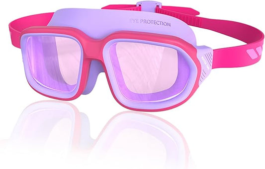Kids Swim Goggles for Ages 4-12: Clear Vision, Wide View, No Leaks, Anti-Fog, UV Protection & Comfortable Fit