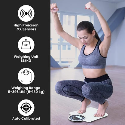 EILISON Highly Advance 2-in-1 Digital & Analog Weighing Scale for Body Weight-400lbs, 4 High Precison GX Sensor Accurate, Thick Tempered Glass, Extra Large Display (White)